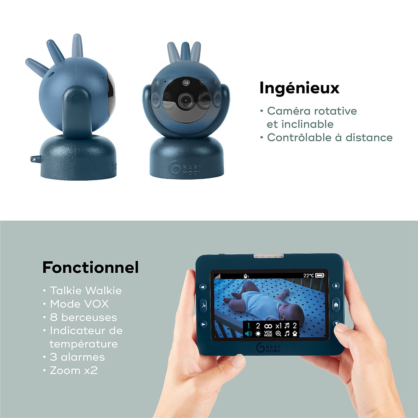 Unité parent Babymoov YOO Master+ avec micro bidirectionnel