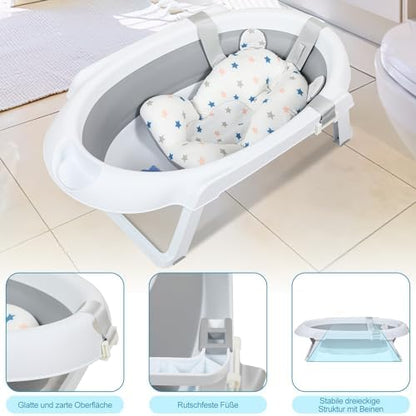 alt="Vue latérale baignoire pliable Ikodm bébé avec support stable" 2