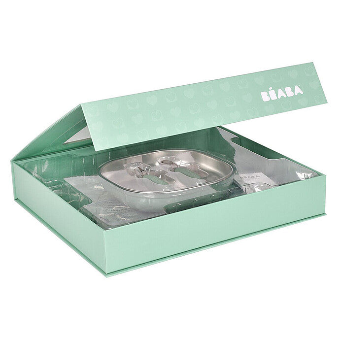 alt="Assiette antidérapante en inox du coffret repas BÉABA Mon Premier Repas" 3