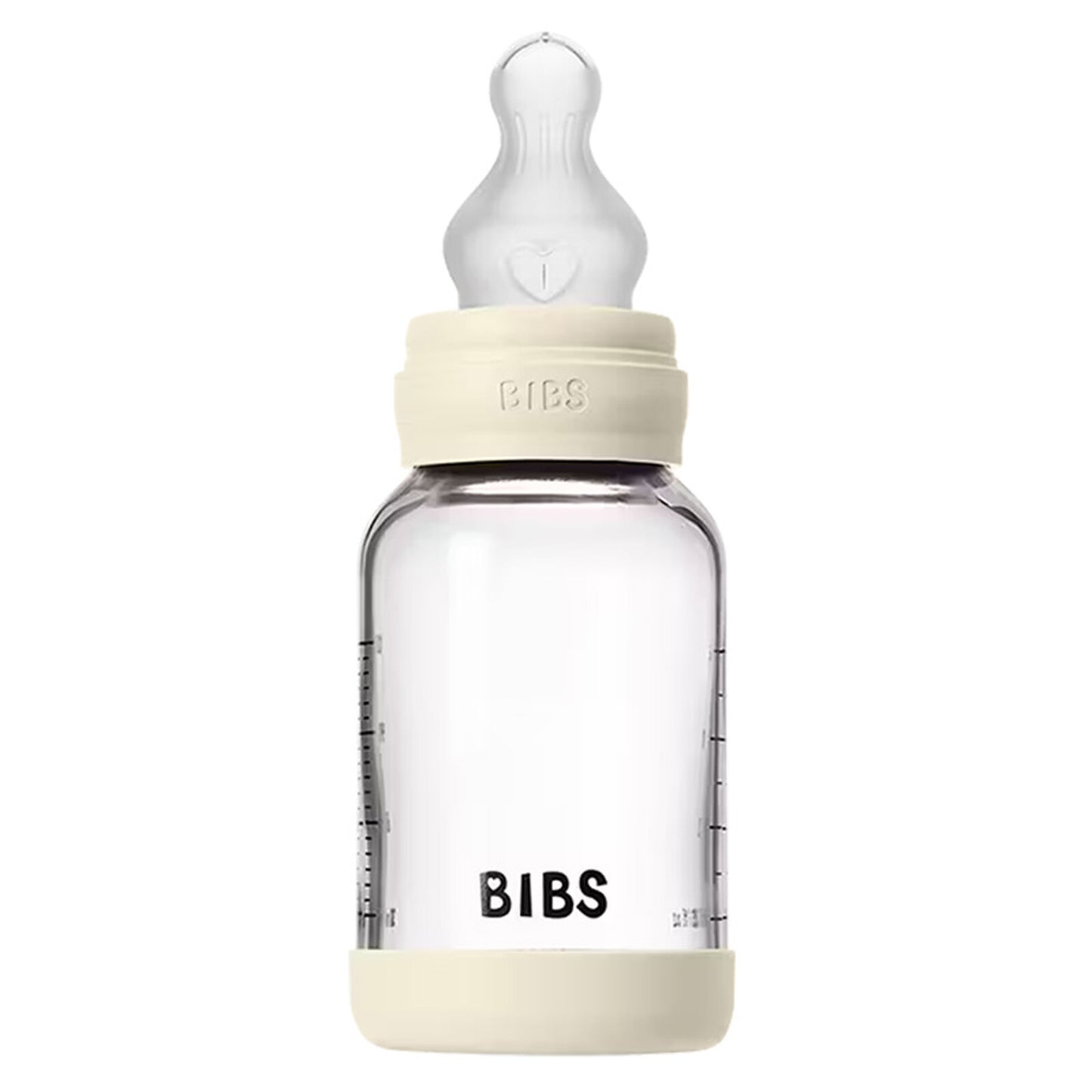 Biberon en verre Bibs Ivory 120 ml avec tétine et valve anti-colique
