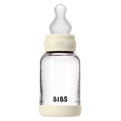Biberon en verre Bibs Ivory 120 ml avec tétine et valve anti-colique
