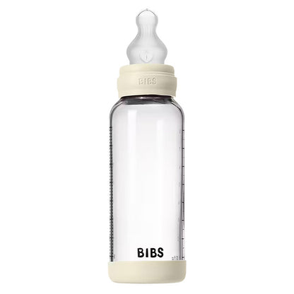 Biberon en verre Bibs Ivory 240 ml avec tétine et valve anti-colique
