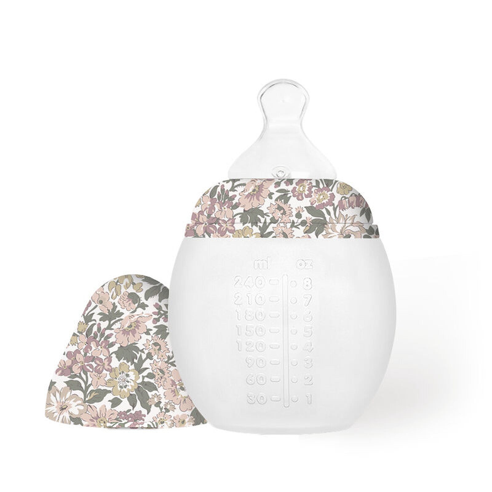 Biberon Elhée BibRond Liberty Honey Dew Pink 240 ml en silicone médical
