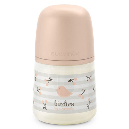 Biberon Suavinex Birdies 270 ml Rose – tétine débit moyen  
