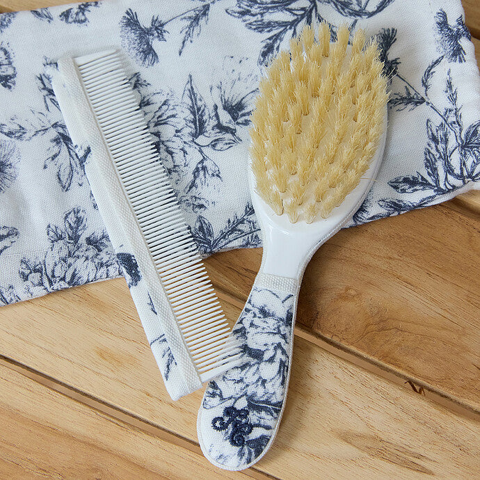 brosse et peigne bebe Tartine et Chocolat Toile de Jouy Bleu