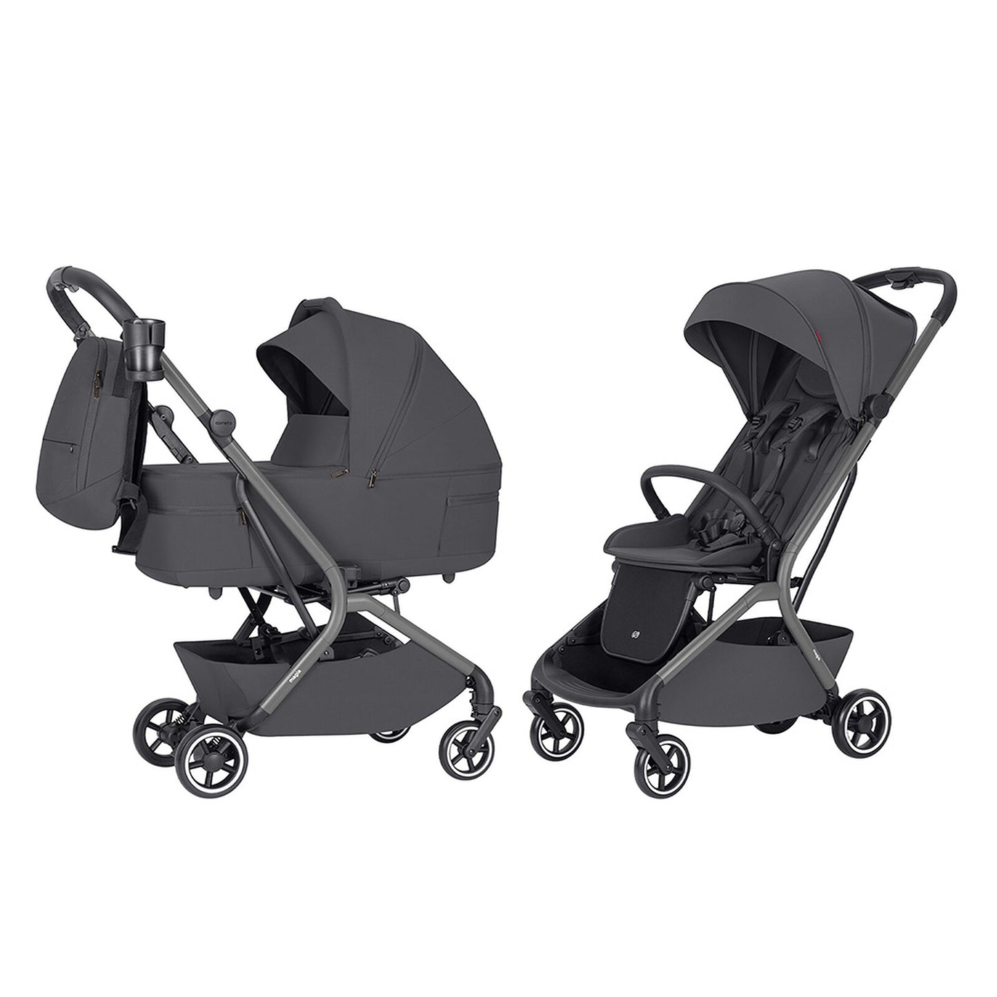 Poussette et nacelle pliable Carrello Magia Elm Grey confortable et évolutive dès la naissance pour les promenades avec bébé