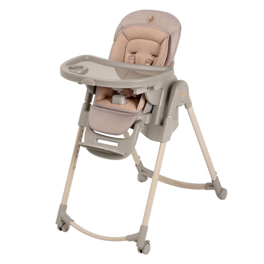 Chaise haute bébé Childhome Evolu 2 Natural en bois et plastique blanc vue de face