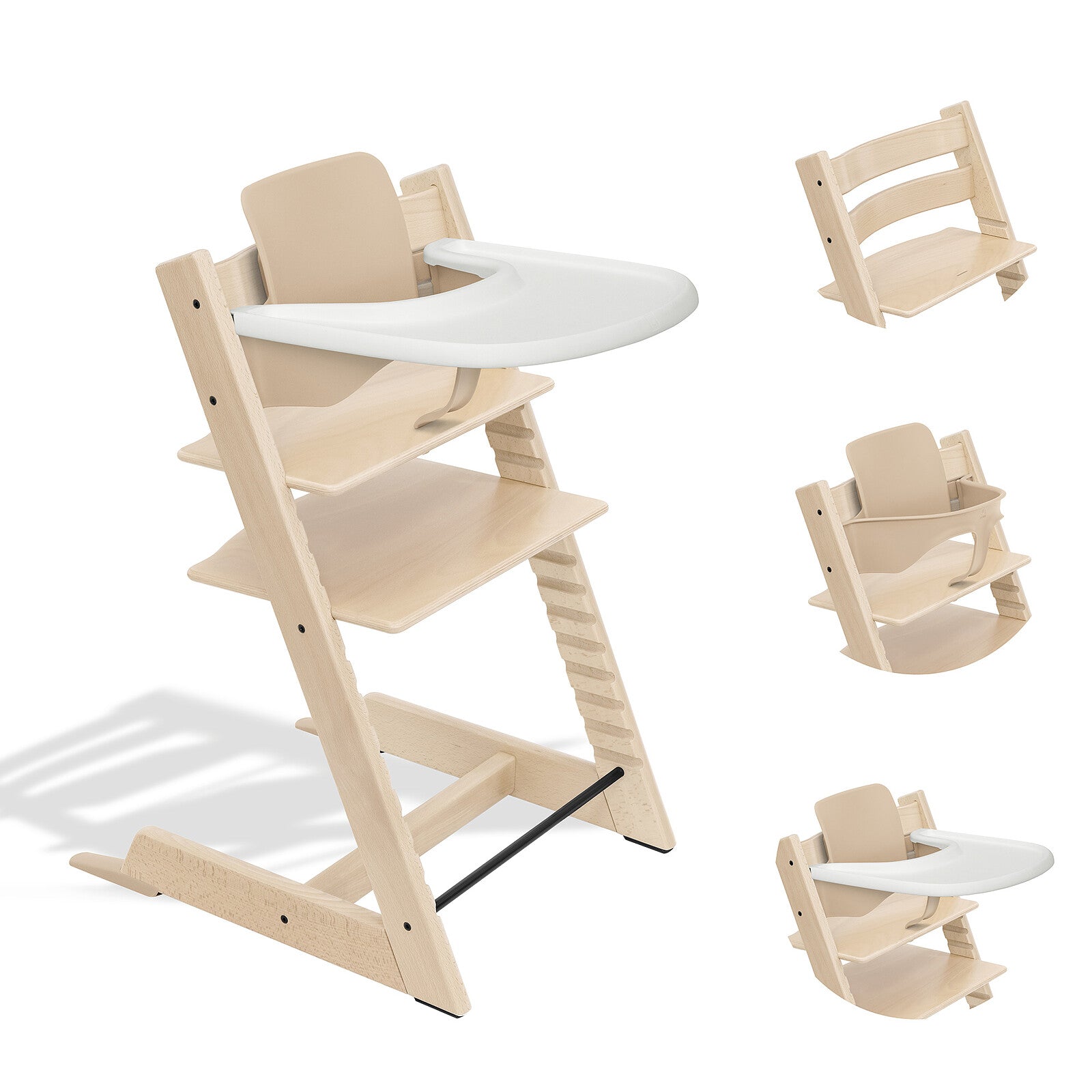 chaise haute stokke tripp trapp avec plateau et baby set naturel pour bebe
