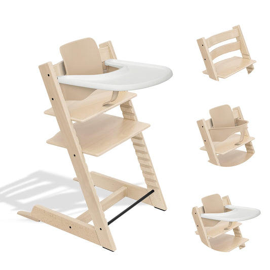 chaise haute stokke tripp trapp avec plateau et baby set naturel pour bebe