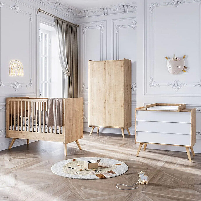 chambre bébé vox vintage 70x140 chêne blanc vue complète 1