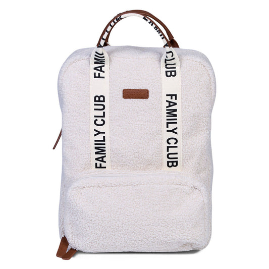 Sac à dos à langer Childhome Family Club Signature Teddy – Off White, vue de face