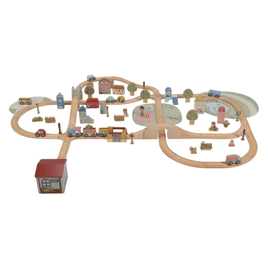 Circuit de train en bois XXL avec pont et gare