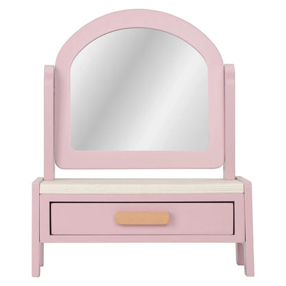 Tiroir et miroir de la coiffeuse en bois rose