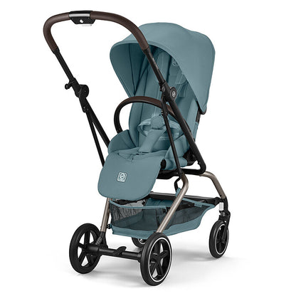 Poussette compacte Cybex Eezy S Twist+2 2026 Stormy Blue avec châssis taupe et siège rotatif pour les promenades et voyages avec bébé