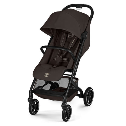 Poussette compacte Cybex Eezy S Twist+2 Chocolate Brown avec châssis noir et siège rotatif 360° pour les promenades et voyages avec bébé