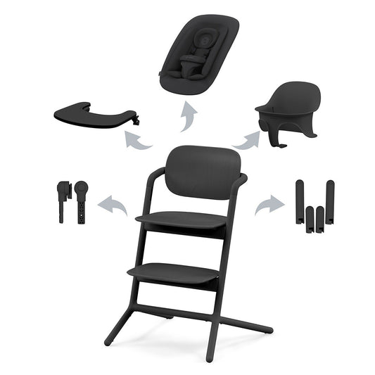 Chaise haute Cybex Set 4-en-1 Lemo 2 Stunning Black – vue générale
