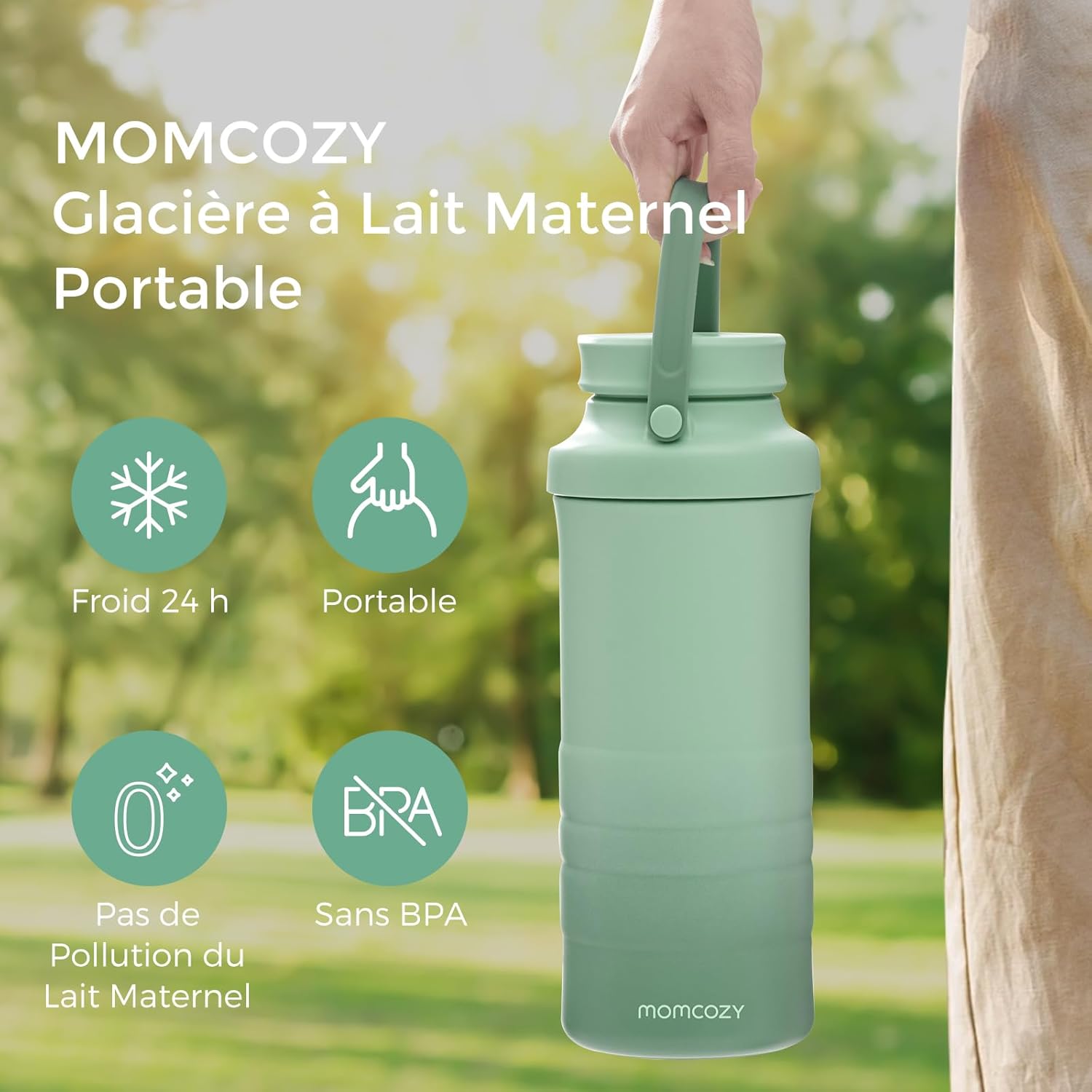Glacière Momcozy portable dans un sac à langer pour maman sortante