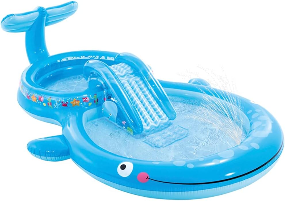 ALT : Centre d’activité piscine Intex baleine pour enfant avec jet d’eau.