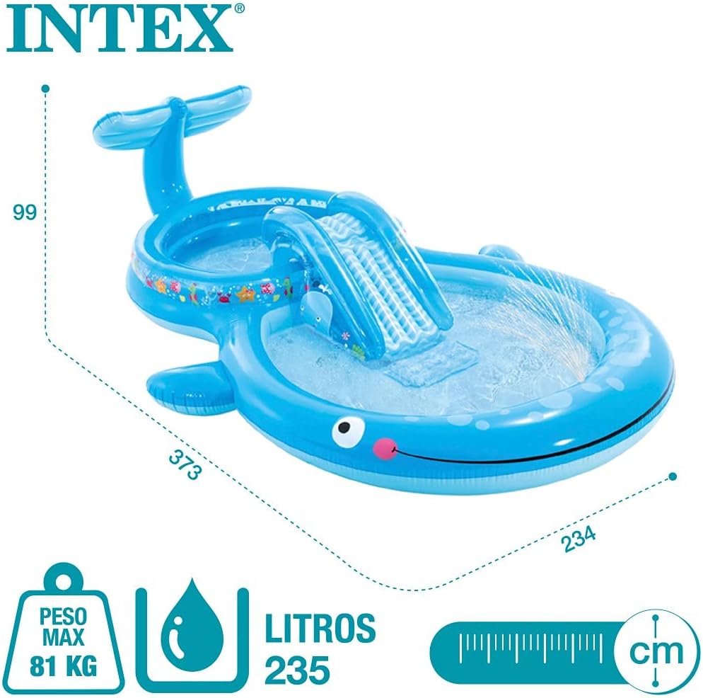 ALT : Jet d’eau intégré du centre d’activité Intex baleine lors de l’arrosage.
