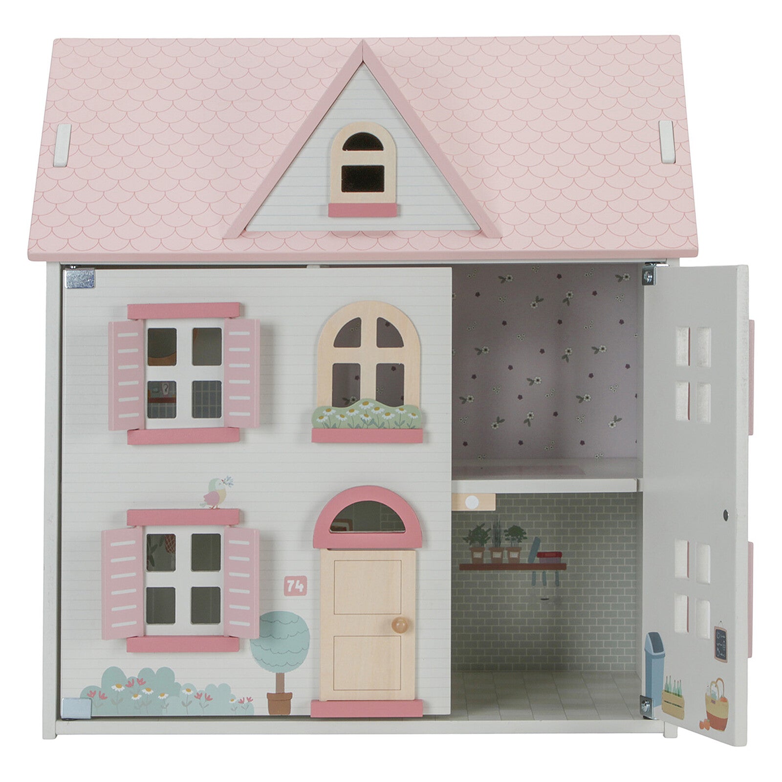 Maison de poupée Little Dutch ouverte avec intérieur détaillé
