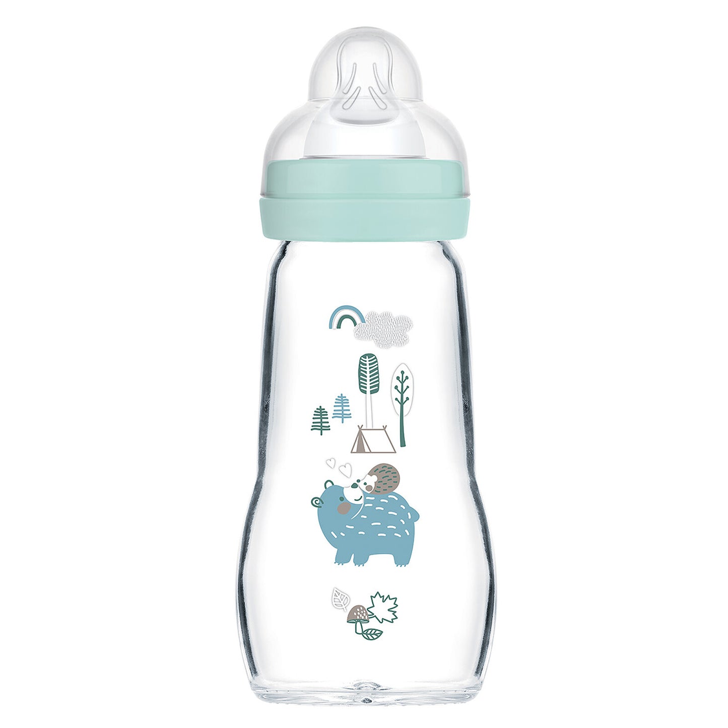 Biberon en verre MAM Colors of Nature 260 ml bleu