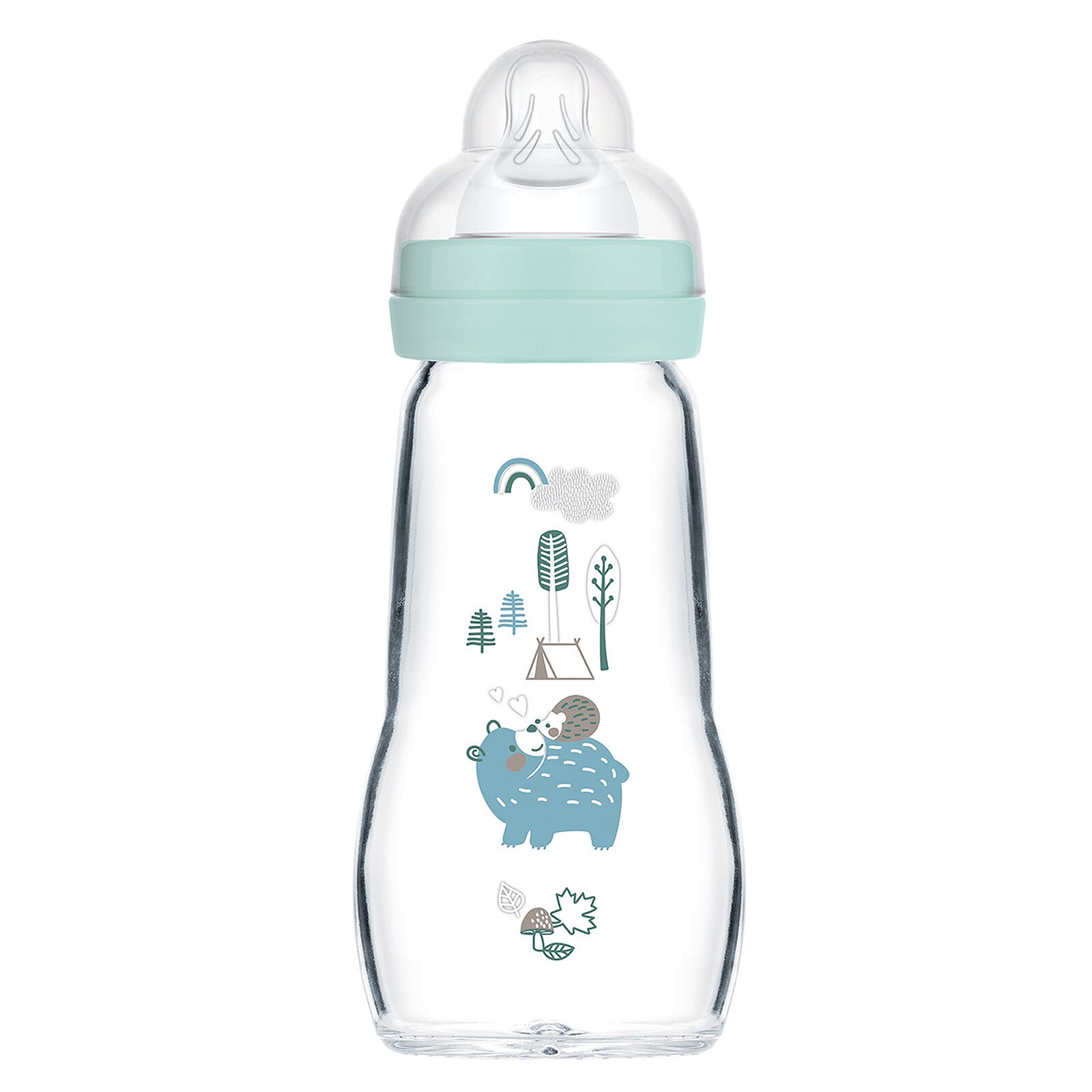 Biberon en verre MAM Colors of Nature 260 ml bleu