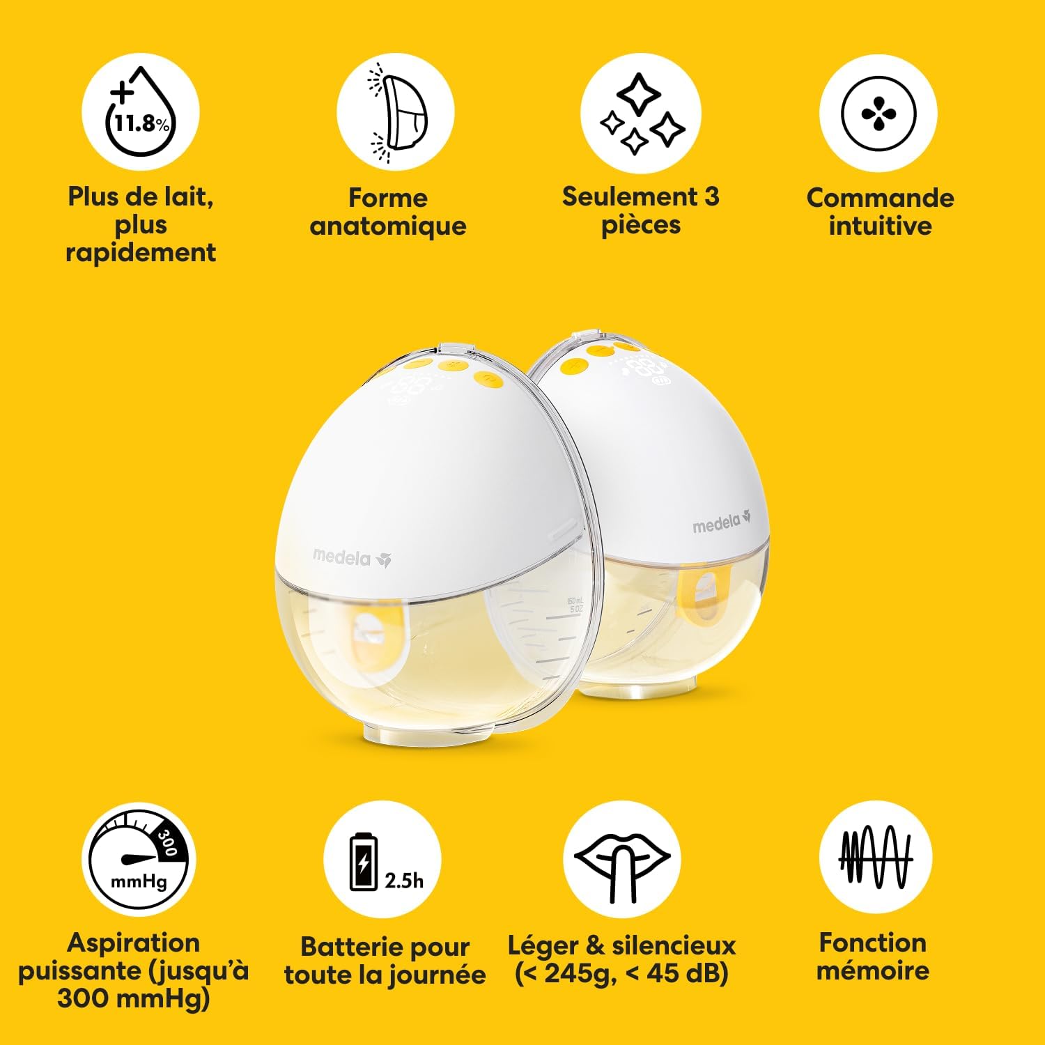 Accessoires inclus du tire-lait électrique Medela Motion pour extraction du lait