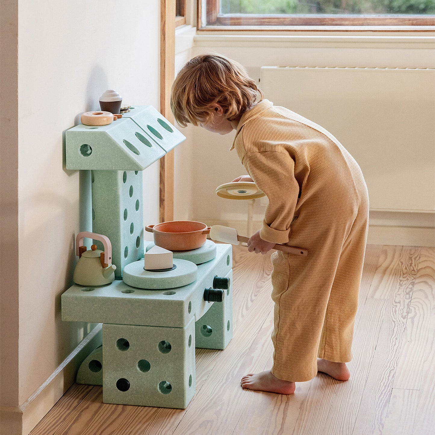 Assemblage des blocs du jeu MODU Dreamer Ocean Mint & Forest Green