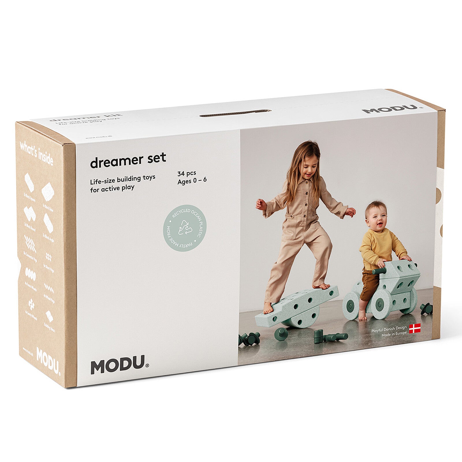 Jeu de construction MODU Dreamer Ocean Mint & Forest Green vue de face