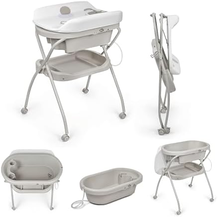 alt="MS BabyWorld Bubble baignoire ergonomique avec pieds et matelas à langer" 1