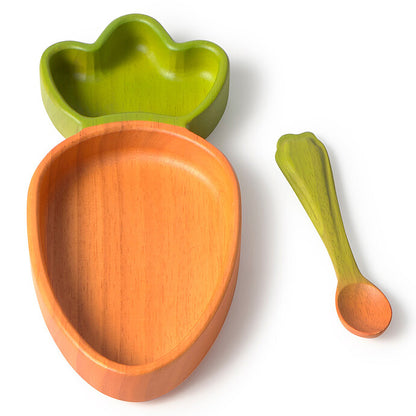 alt="Assiette à deux compartiments et cuillère bois Oli & Carol pour premiers repas" 3
