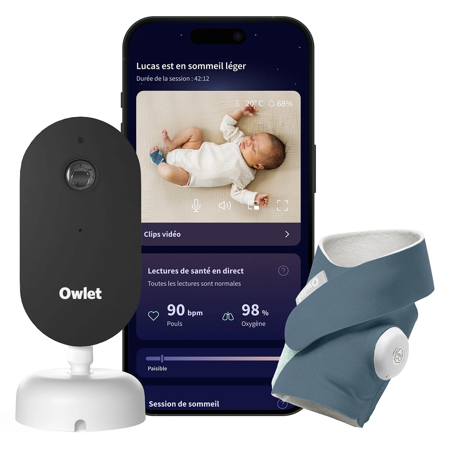 Owlet Dream Duo 3 Bedtime Blue caméra et capteur connectés