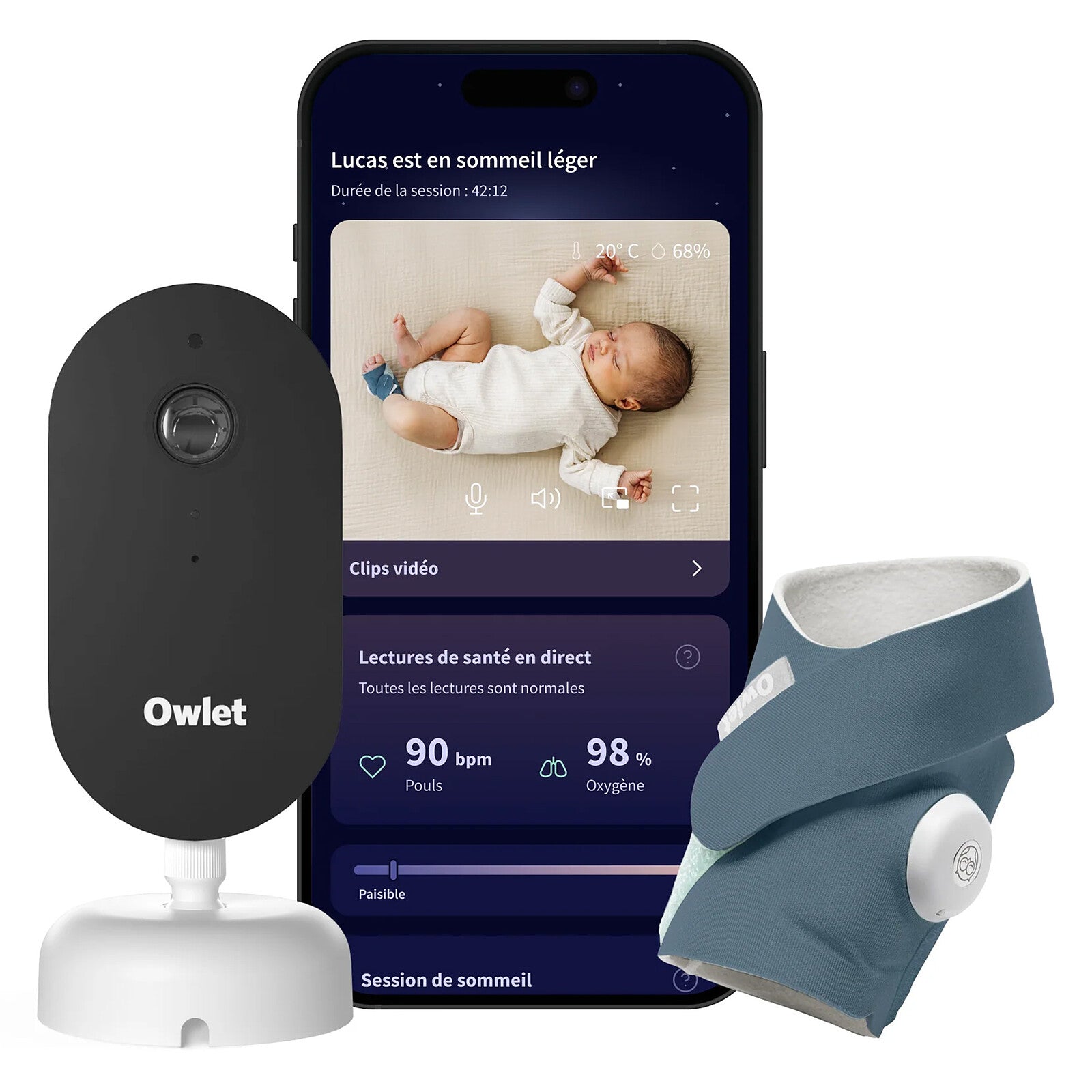 Owlet Dream Duo 3 Bedtime Blue caméra et capteur connectés