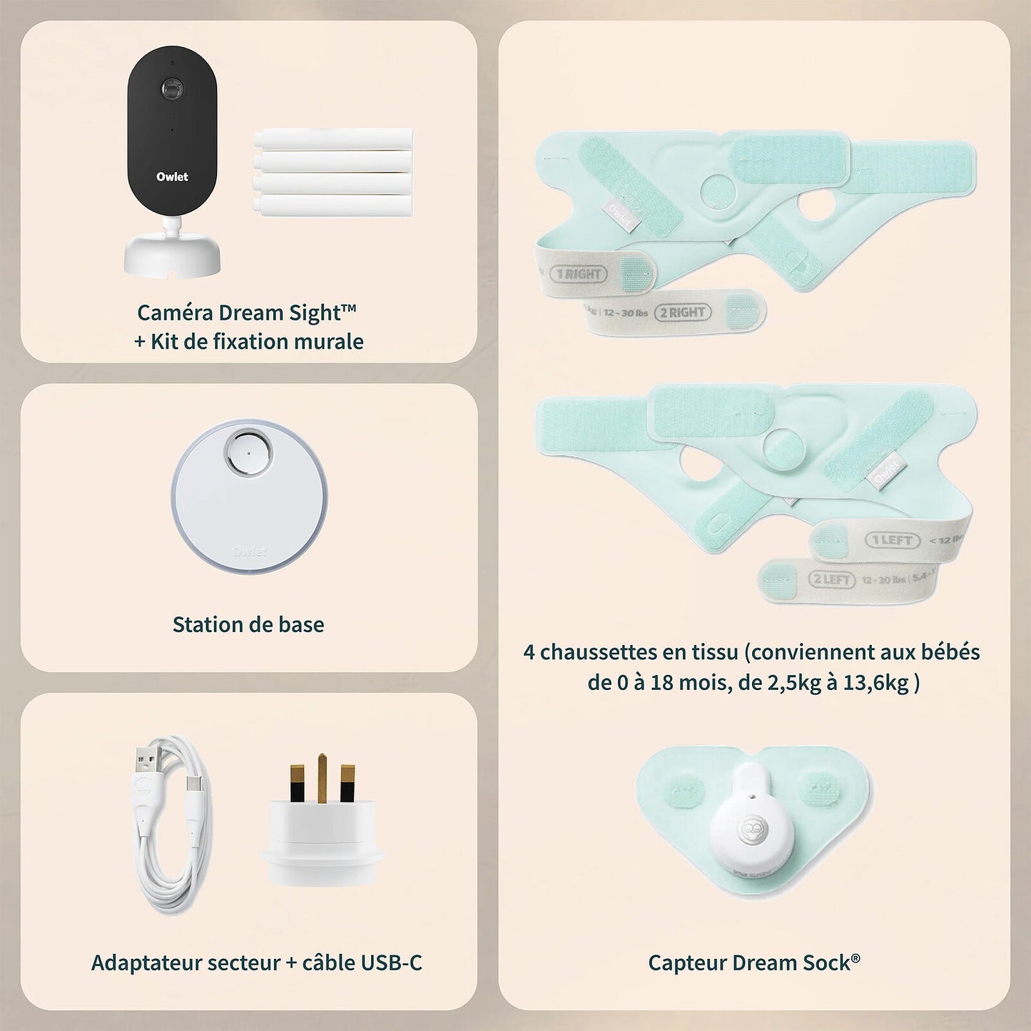 Capteur de sommeil Owlet avec chausson souple Bedtime Blue
