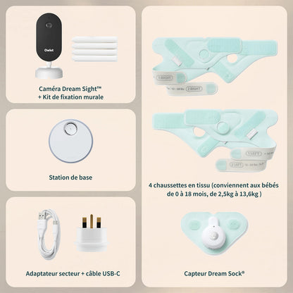 Capteur de sommeil Owlet avec chausson souple Bedtime Blue
