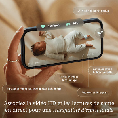 Vue d’ensemble Owlet Dream Duo 3 avec application mobile