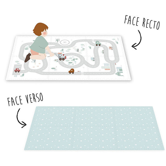 Tapis de jeux bébé Play and Go Tiloo roadmap réversible