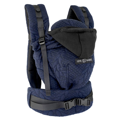Porte-bébé HoodieCarrier 2 Love Radius bleu moelleux face au parent