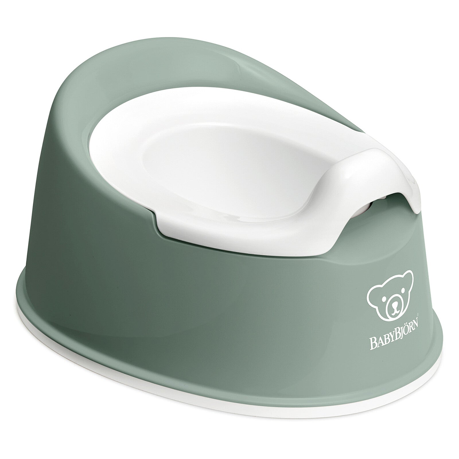 Pot bébé BabyBjörn Pot Smart vert profond et blanc – pot toilette ergonomique stable
