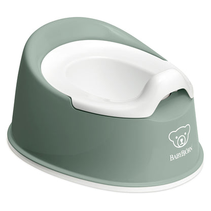 Pot bébé BabyBjörn Pot Smart vert profond et blanc – pot toilette ergonomique stable
