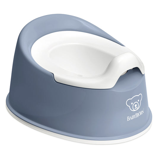 Pot Smart BabyBjörn bleu profond et blanc – vue de face