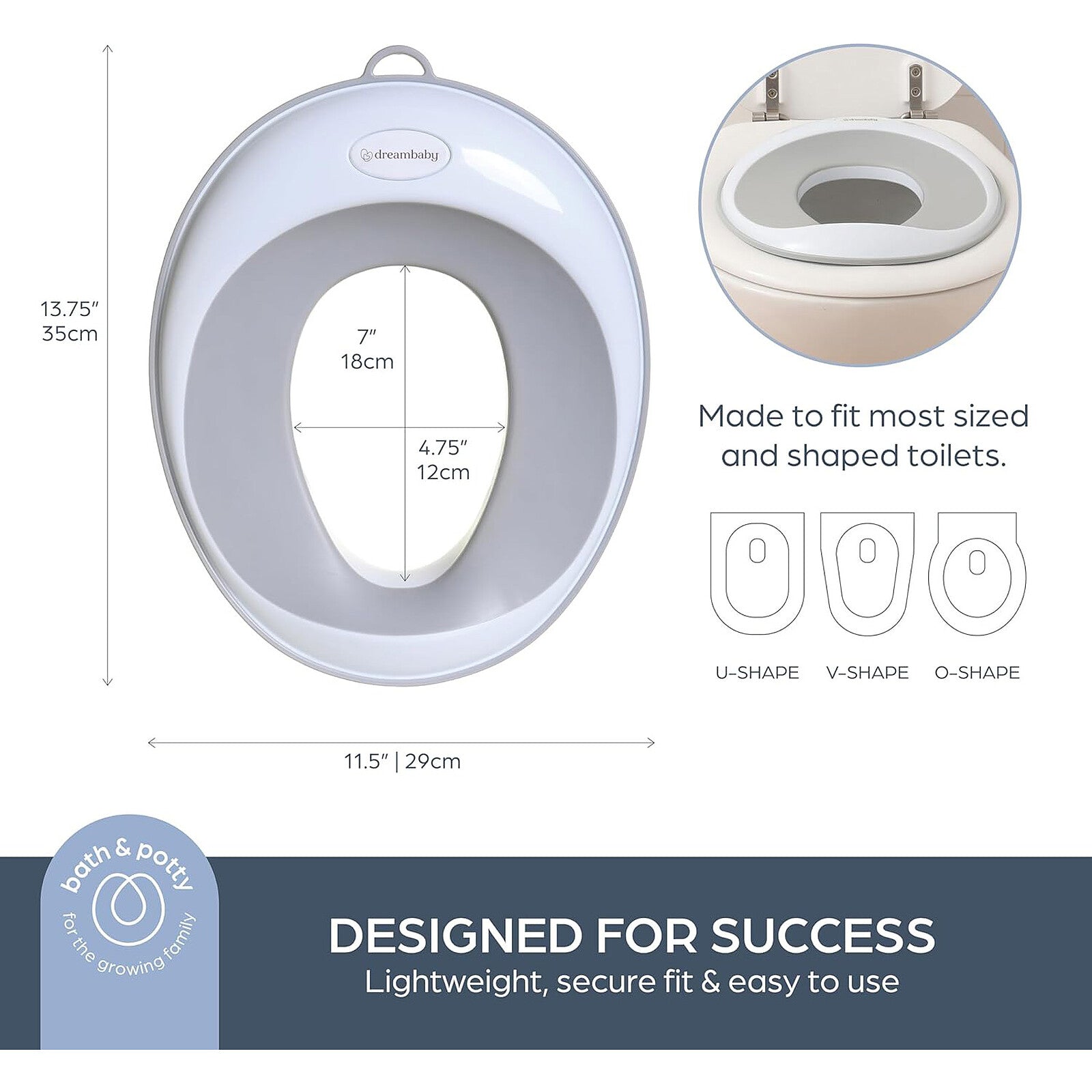 Réducteur de toilette enfant Dreambaby Ezy-Toilet gris vue de dessus 02
