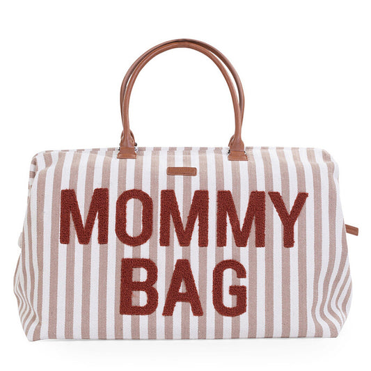 Sac à langer Childhome Mommy Bag rayures nude terracotta