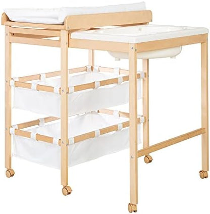 alt="Table à langer roba Baby Pool 2en1 avec baignoire coulissante bois naturel" 1