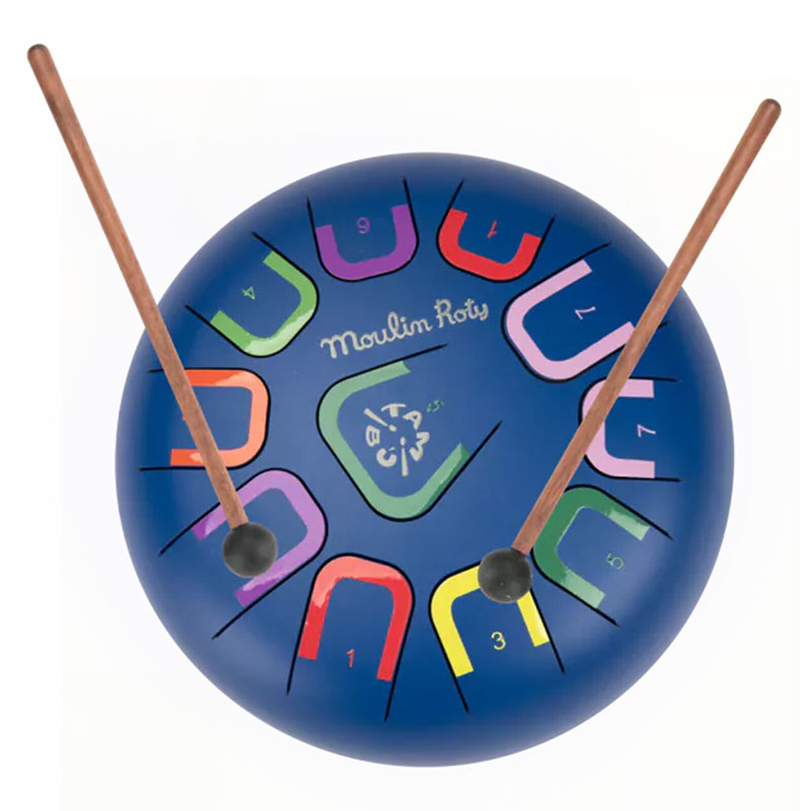 Instrument de musique enfant Moulin Roty tambour à languettes coloré
