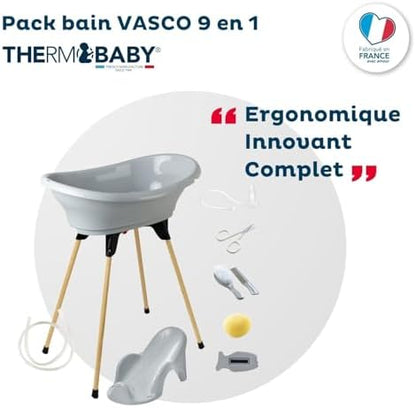 alt="Baignoire bébé Thermobaby Vasco avec pied pliable stable" 2
