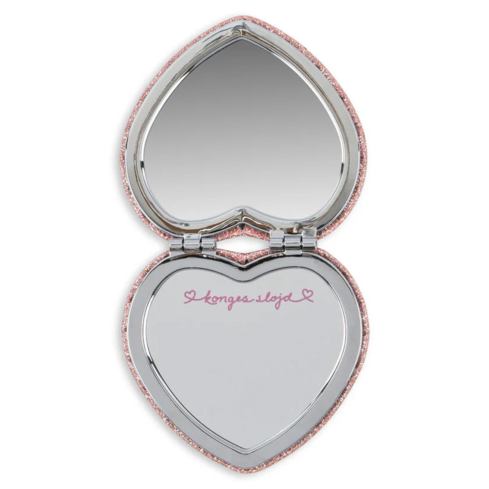 trousse de soins enfant Konges Slojd glitter rose avec miroir en forme de coeur
