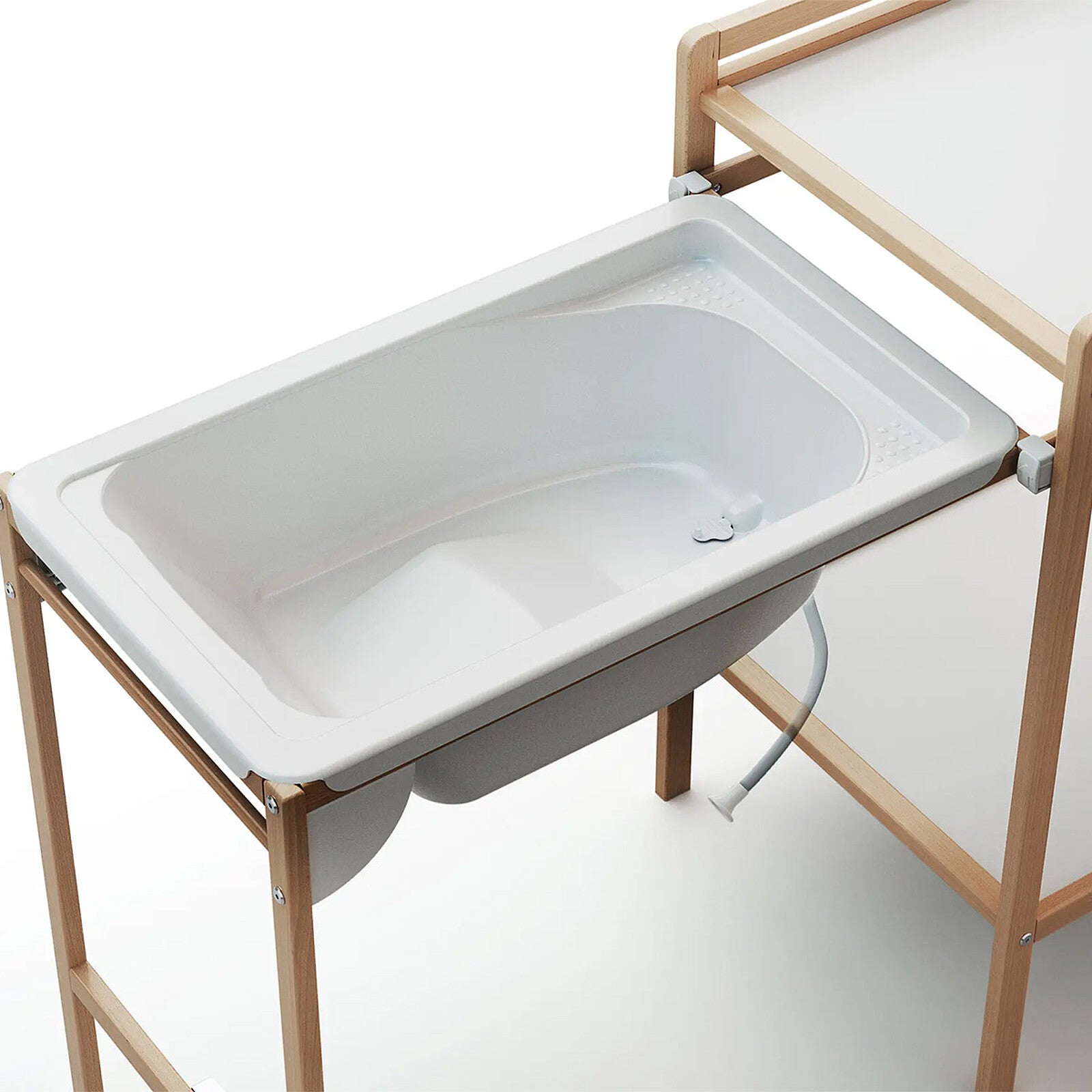 ALT : Table à langer WEBABY ouverte avec baignoire intégrée.